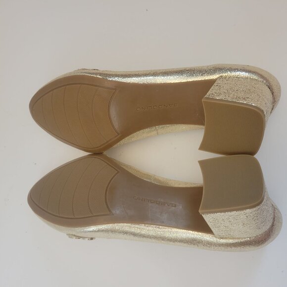 Bandolino Womens Gold Block Heel Loafers Size 10M With Metallic Finish & Logo Ac - Picture 7 of 9